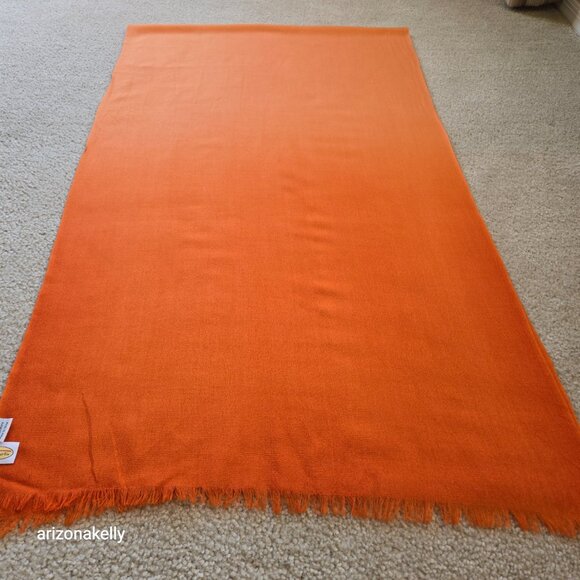 NWOT Talbots Wool Cashmere Gradient Ombre Orange Scarf Lightweight - Picture 4 of 6